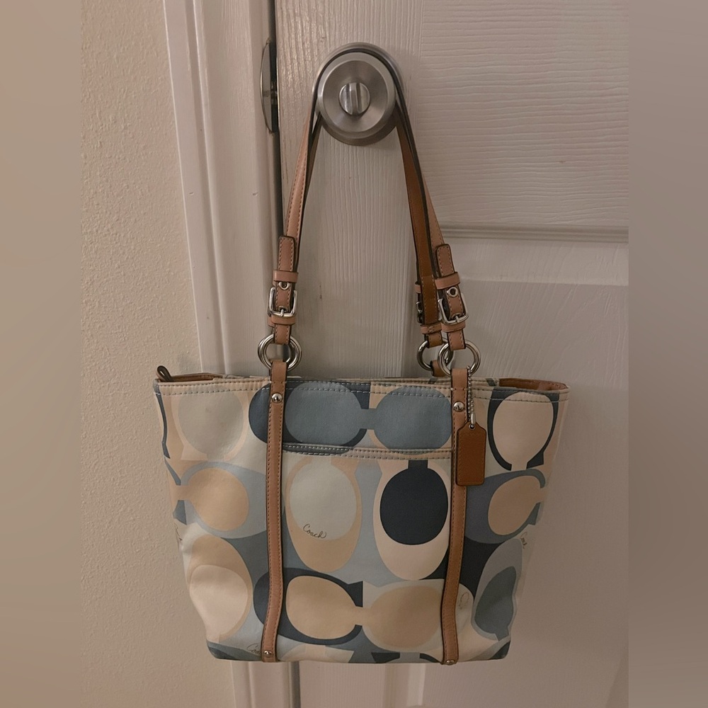 Coach Signature Blue and Tan Tote